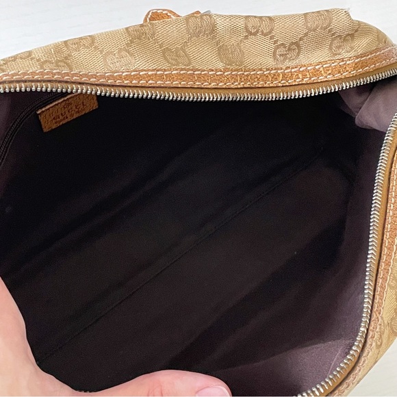 ❤️SOLD❤️Gucci beige monogram canvas orange leather trim satchel bag - Picture 9 of 12